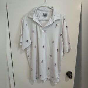 White Polo Shirt with Martini Print